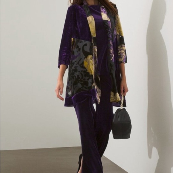 Chicos burnout velvet Kimono ; midnight violet - Picture 2 of 9